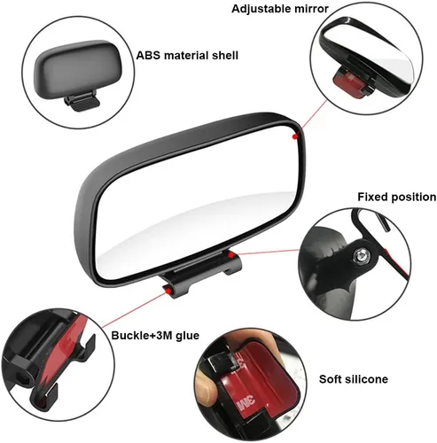 Vista 7 de Riloer Espejo de punto ciego – Accesorios de coche de gran angular de 360°, piezas exteriores convexas, espejo de punto ciego, espejo de visión
