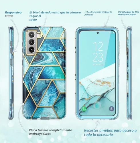 Vista 7 de i-Blason Cosmo Series - Funda para Samsung Galaxy S21 FE 5G (versión 2022), funda protectora delgada y elegante con protector de pantalla integrado