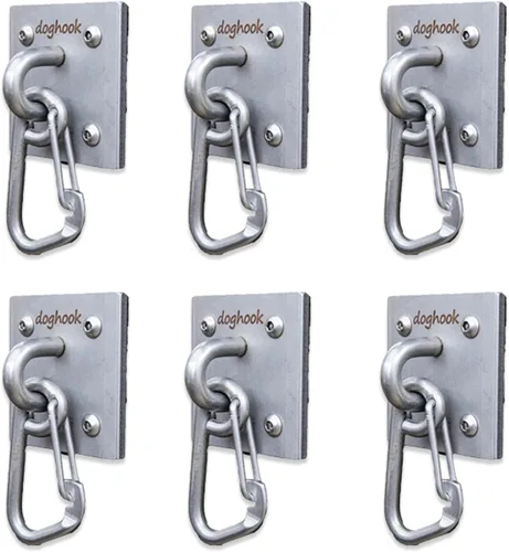 Vista 9 de Canine Hitch- Correa segura para perro, gancho grande con clip, 2 unidades, acero inoxidable y placa de montaje ABS para mayor resistencia, práctica