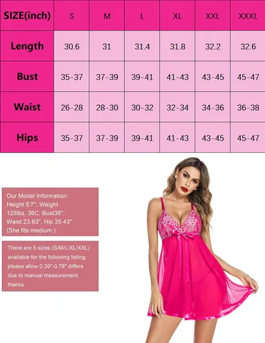Vista 6 de Avidlove - Conjunto de lencería tipo camisón de encaje y malla para mujer