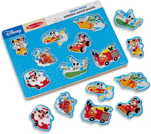 Vista 4 de Melissa & Doug Disney Mickey Mouse and Friends Vehicles Sound Puzzle (8 piezas)