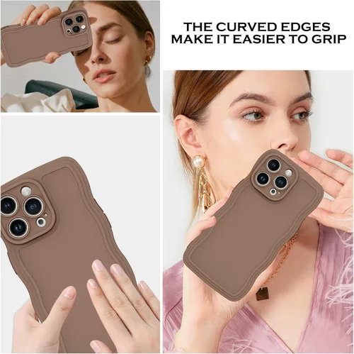 Vista 8 de YINLAI Funda diseñada para iPhone 15 Pro de 6.1 pulgadas, iPhone 15 Pro, funda de silicona suave, bonita forma de marco de onda rizada, delgada