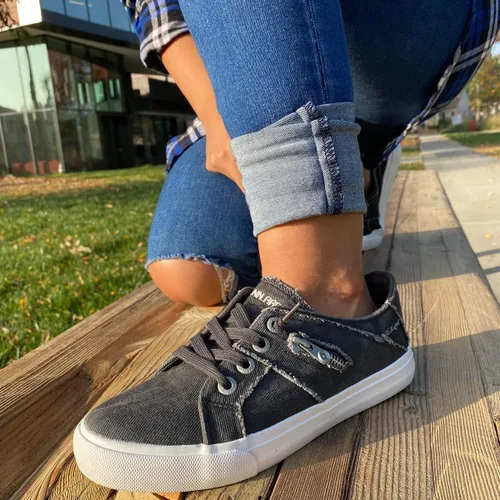 Vista 4 de JENN ARDOR Zapatos deportivos sin cordones para mujer, zapatos de senderismo elegantes e informales, de lona, mocasines deportivos, estilo retro