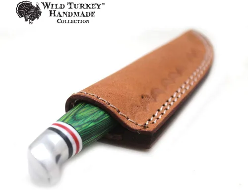 Vista 6 de Colección Color Mango de Madera Hoja Fija Skinner Cuchillo con Funda de Cuero (Verde)