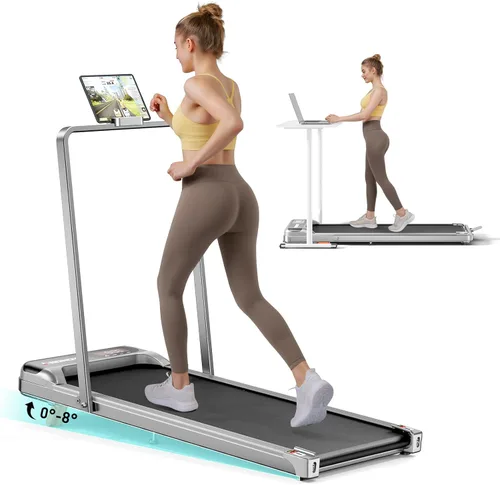 Vista 8 de Walking Pad with Incline, Under Desk Treadmill for Home Office Negro claro