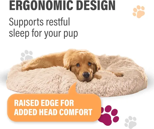 Vista 2 de Active Pets Cama Premium para Perros Pequeños en Forma de Dona, Se Adapta a Perros de Hasta 45 Libras, Funda Removible y Cojín Lavable, Felpa