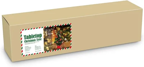 Vista 3 de PRETYZOOM Árbol de Navidad de mesa de 21 pulgadas con 50 luces LED en forma de estrella, árbol de Navidad artificial mini para decoración de fiesta
