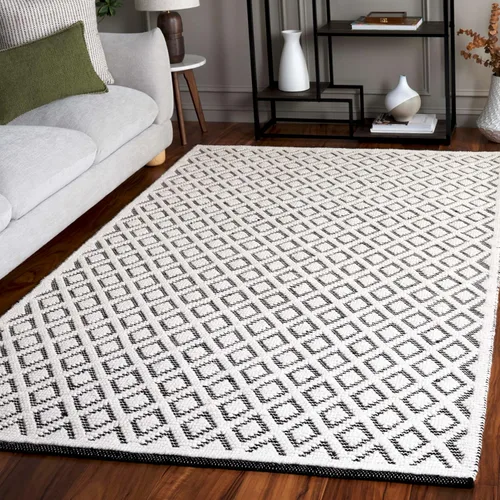 Vista 16 de SAFAVIEH Vermont Collection - Alfombra decorativa de 2 pies 3 pulgadas x 4 pies, marfil y negro, lana hecha a mano, ideal para zonas de alto tráfico