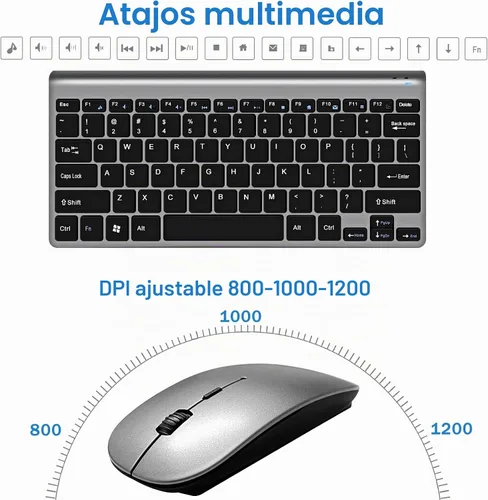 Vista 5 de Conjunto de teclado y mouse inalámbricos, teclado y mouse inalámbricos compactos, silenciosos, 2.4G, diseño ultrafino y elegante para Windows
