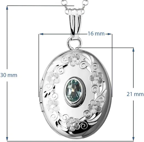 Vista 2 de FJC Finejewelers Sterling Silver Birthstone Locket Pendant Necklace Aguamarina (Aquamarine)