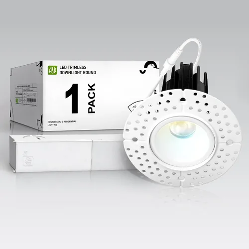 Vista 19 de ASD Sin moldura de 2 pulgadas de luces LED empotradas, 8W 120V redondas para uso comercial, luces regulables sin lata para techo con caja