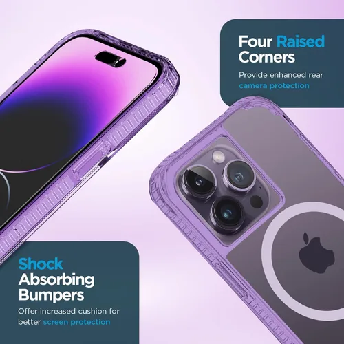 Vista 5 de Case-Mate Tough Plus Funda para iPhone 14 Pro - La La Lavender [protección contra caídas de 15 pies] [compatible con MagSafe] Funda magnética