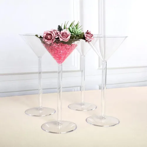 Vista 4 de TABLECLOTHSFACTORY Venta al por mayor de plástico robusto centro de mesa Martini Cup Stand boda fiesta decoración del acontecimiento - JUEGO DE 4