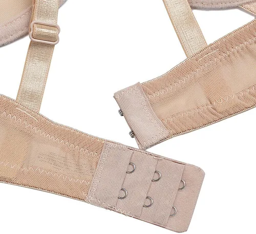 Vista 7 de Conjunto de lencería con brasier de malla transparente ligera sin forro con encaje para mujer