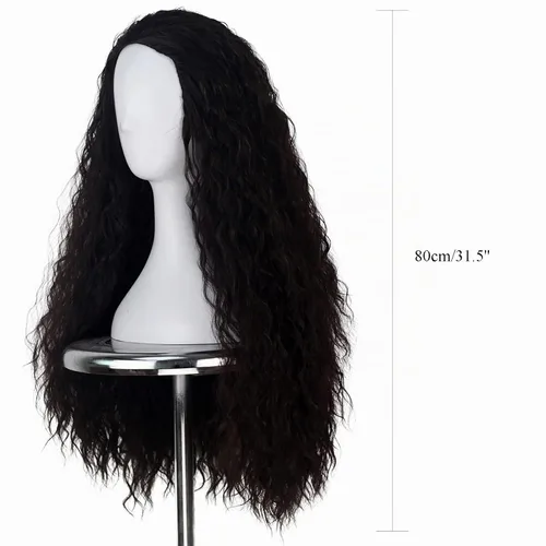 Vista 2 de Yan Dream Peluca larga ondulada y rizada, color marrón oscuro, peluca para mujer, disfraz de cosplay, pelucas de Halloween