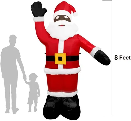 Vista 2 de Decoración inflable de 8 pies de Papá Noel negro para interiores y exteriores (8 pies)