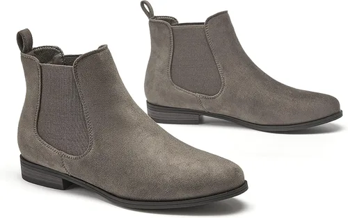 Vista 5 de VJH confort Botines sin cordones para mujer, con punta redonda de almendra occidental, tacón bajo, elásticos, Chelsea