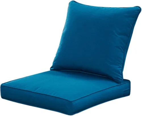 Vista 28 de QILLOWAY Juego de cojines de poliéster para sillas de exterior, cojines de exterior para muebles de patio, todo tipo de clima. Gris carbón/negro