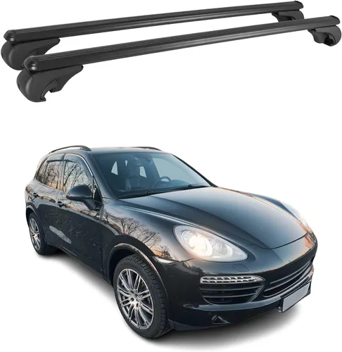 Vista 12 de OMAC Barras transversales para Porsche Cayenne 2003 a 2010, portaequipajes, 165 libras, 2 piezas, color plateado