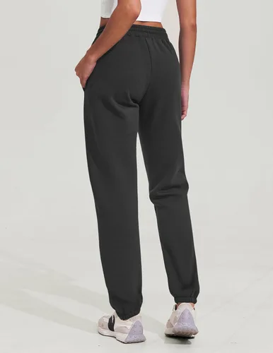 Vista 4 de Pinspark Pantalones deportivos con forro polar para mujer, para invierno y otoño, pantalones deportivos casuales holgados con bolsillos