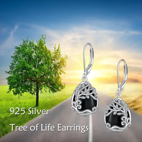 Vista 252 de Aretes colgantes con forma de lágrima de filigrana de piedra lunar de plata de ley 925 con cierre de palanca para mujer, regalos de joyería
