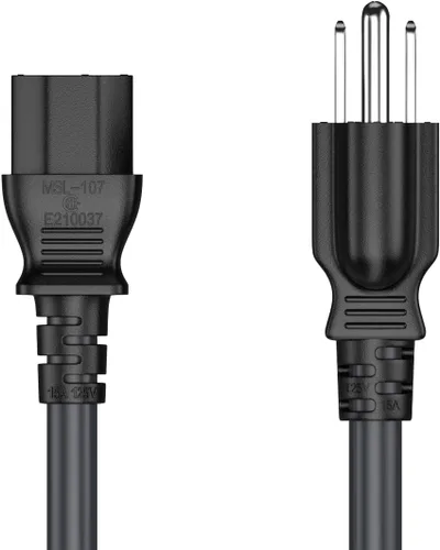 Vista 2 de IEC320 C13 a NEMA 5-15P - Cable de alimentación universal de 1 pie y 18 AWG, compatible con computadoras, monitores, impresoras y televisores