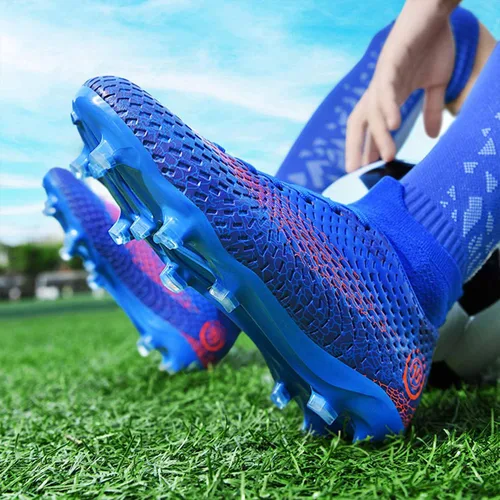 Vista 5 de MEBAMY Botas de fútbol altas unisex Tacos al aire libre Zapatillas deportivas de fútbol de césped Zapatos de fútbol Spikes Indoor Youth AG Fútbol