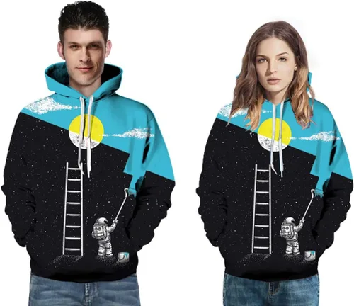 Vista 4 de Sudaderas unisex con estampado digital 3D con capucha y diseño de galaxia