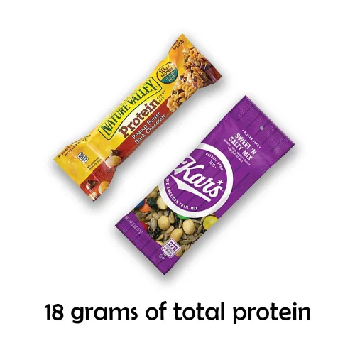 Vista 4 de Aperitivos altos en proteínas para adultos y niños - Paquete surtido de 8 piezas - 84 gramos de proteína - Sin gluten - Frutos secos, palitos