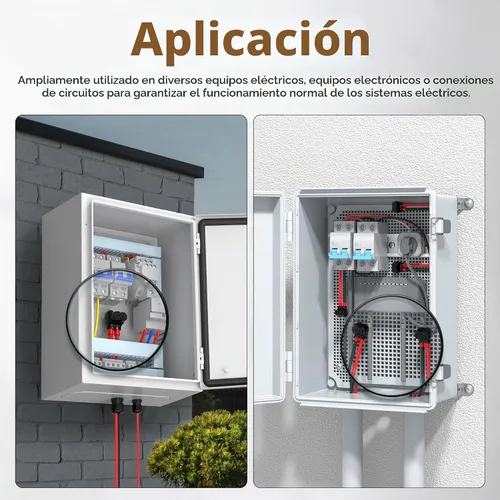 Vista 6 de Joinfworld Conector de Derivación Múltiple Aislado de 2 Puertos 2-14AWG Conectores de Cable de Aluminio a Cobre Conectores de Cable Eléctrico Negro