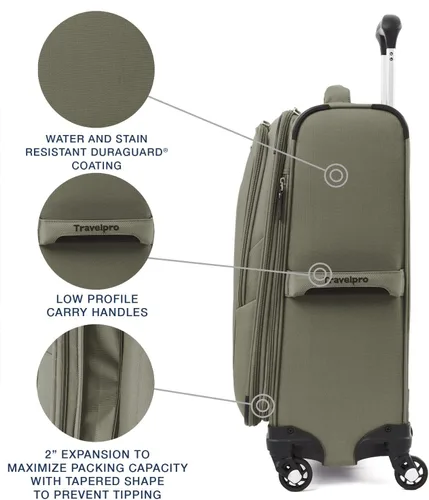 Vista 3 de Travelpro Maxlite - Maleta con ruedas giratorias extensible 5 lados suaves Verde pizarra 401176106
