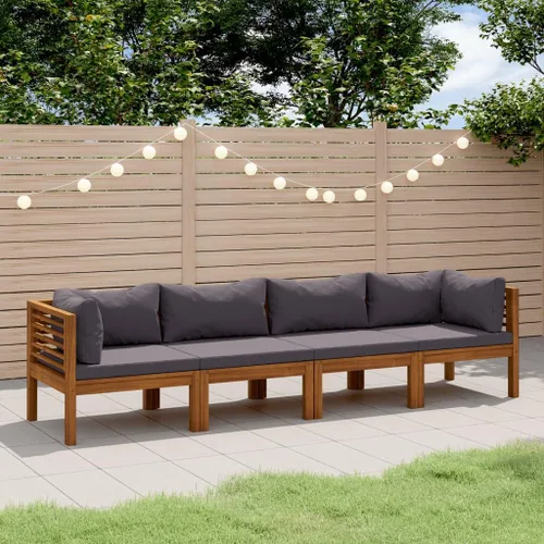 Vista 6 de Garden Lounge Set Cream Brown, 2-Seater Patio Sofa with Cushions, Acacia Wood Outdoor Furniture for Garden, Patio, Balcony, Weather-Resistant Modern