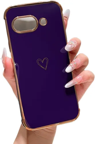 Vista 64 de ZTOFERA Funda diseñada para Google Pixel 7a, bonito diseño de corazones de amor con borde chapado y protección de lente de cámara, para Google Pixel