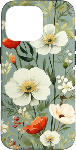 Vista 20 de Sage Green Flower Wildflower Pattern Floral Case for iPhone 17