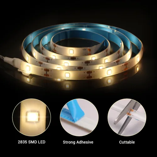Vista 2 de Tira de Luces LED Alimentadas por Pilas con Control Remoto, 8 Modos, Regulable, Temporizador, Autoadhesiva, Cortable, Tira de Luces LED Impermeables