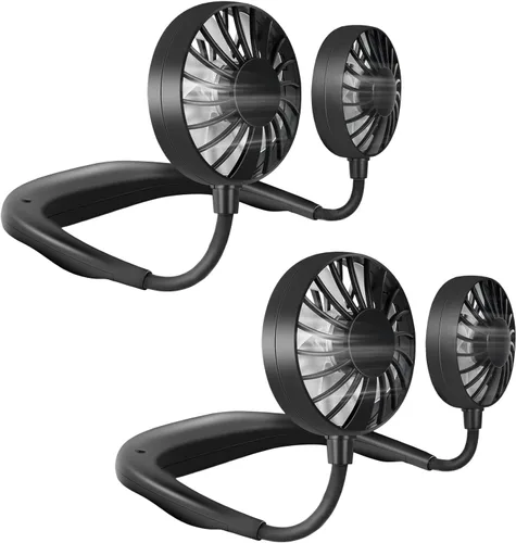 Vista 9 de Ventilador de cuello portátil recargable, ventilador personal manos libres, mini USB, con banda para el cuello, ventilador deportivo de 3 Paquete