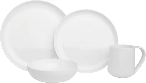Vista 2 de Everyday White by Fitz and Floyd Nevaeh Coupe - Juego de vajilla de 16 piezas, servicio para 4 personas