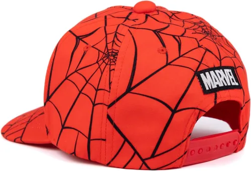 Vista 3 de Marvel Spider-Man - Gorra de verano para niños, diseño de tela de araña roja, gorra gráfica de superhéroe de Spiderman, gorro con cierre ajustable