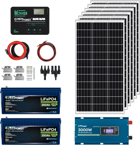 Vista 8 de ExpertPower Kit de energía solar de 3.8KWH 12V LiFePO4 12V 100Ah, paneles solares de 600 W, controlador de carga solar MPPT de 40 A RV