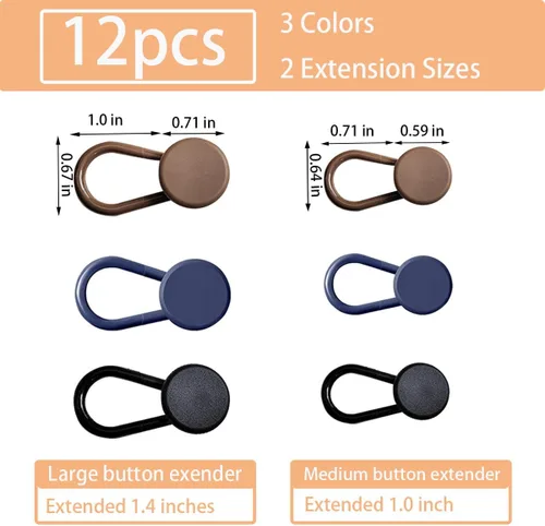 Vista 3 de 12 extensores de botón para jeans, extensor de cintura para jeans, extensor de botón, extensores de botón para pantalones para hombres, extensor