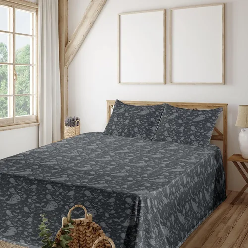 Vista 27 de Ambesonne Floral Sheet Set, Nature Themed Oversimplified Blossom Shaped Pattern Print Artwork, Fitted and Flat Sheet with Pillowcases Bedding Accent