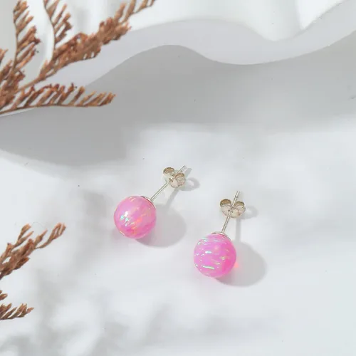 Vista 90 de Natural Stone Stud Earrings for Women 8mm Sterling Silver Genuine Gemstone Earrings Handmade Sterling Silver Crystal Stud Earrings for Women