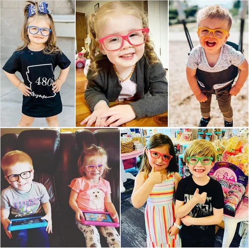 Vista 6 de SUNOVELTIES Paquete de 12 gafas cuadradas ultraligeras sin lente para disfraz, color neón, recuerdos de fiesta para niños y niñas, accesorios