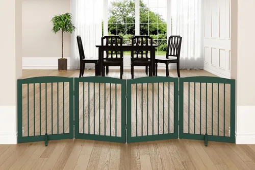 Vista 26 de PUPETPO Puerta independiente para mascotas para perros, puerta plegable de madera para perros para casa, escaleras, entradas, valla de seguridad