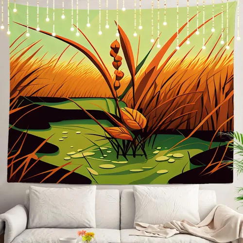 Vista 31 de Shrahala Tapiz de pared de hojas de arce otoñal, hojas rojas llameantes, fondo negro, tapiz grande para colgar en la pared, tapiz decorativo