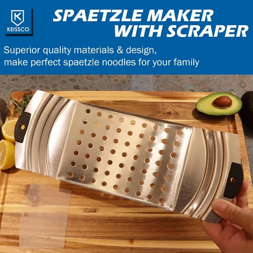 Vista 9 de Máquina Premium de Acero Inoxidable para Hacer Spaetzle, Plana para Spaetzle con Raspador de Pastelería, Tradicional Alemana para Hacer Fideos