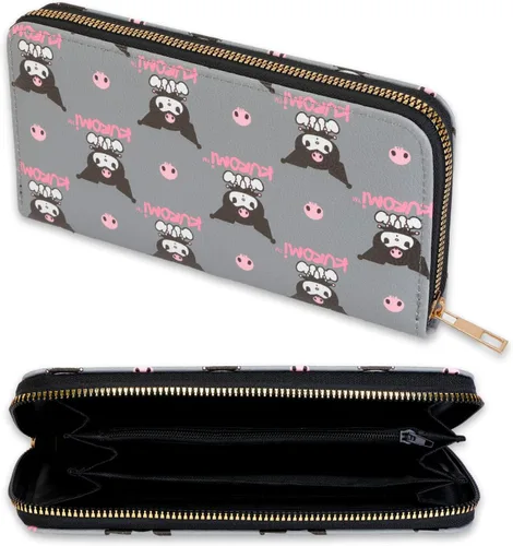 Vista 2 de SANRIO Kuromi - Juego de billetera, con monedero de piel sintética y cartera para teléfono, más bolso con ranuras para organizar tarjetas para mujer