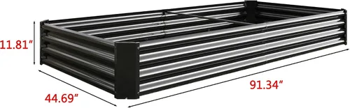 Vista 7 de Cama de jardín elevada galvanizada para verduras, jardineras elevadas al aire libre, camas de jardín elevadas de metal, kit de acero para verduras