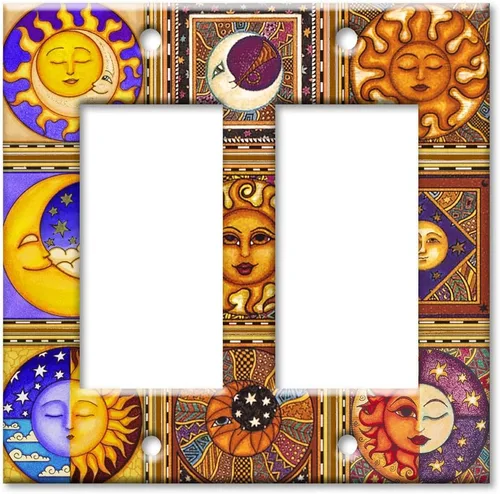 Vista 12 de Art Plates - Cubierta decorativa para interruptor de luz - Placa de pared metálica decorativa - Cubierta para interruptor de 2 llaves - Tema