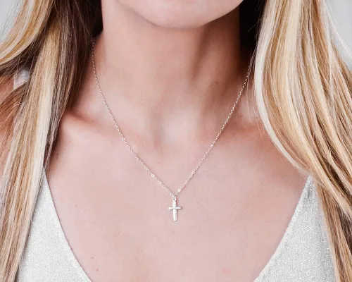Vista 36 de Collar de cruz de oro para mujer, collares con colgante de cruz minimalista, longitud de 16 a 18 pulgadas, joyería cristiana hecha a mano, regalo